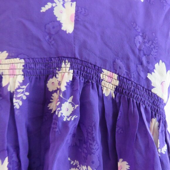 VINTAGE ANNA SUI 100% Silk Purple Ditsy Floral Draped Dress Y2K - Size US 2 - Picture 13 of 15